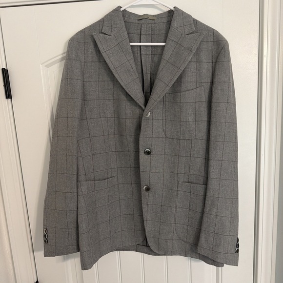Boglioli Other - BOGLIOLI DOVER Tailored Jacket 50R Plaid Gray Cotton Linen Blend